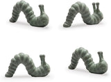 SPI Home Cast Iron Caterpillars Yard Art - Set of 4 Verdigris Finish Metal Inchworms, 2" x 4" x 1"
