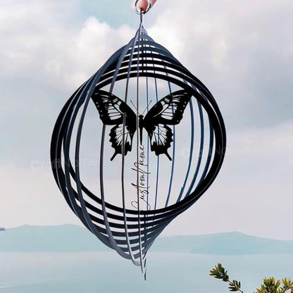 Personalized Butterfly Metal Wind Spinner, Custom Hanging Decoration for Outdoor Display, Kinetic Garden Ornament, Symbolic Gift (Butterfly Garden Wind Spinner)