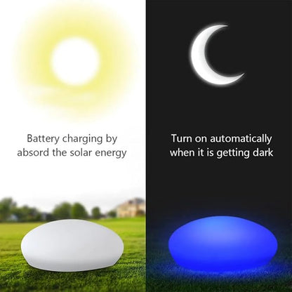 Solar Lights, Pebbles, Outdoor Waterproof Landscape Night Lights for Garden Paths, Stairs, Lawns, Patios, Yard Party Decorations, 2 Pack (Color Light)