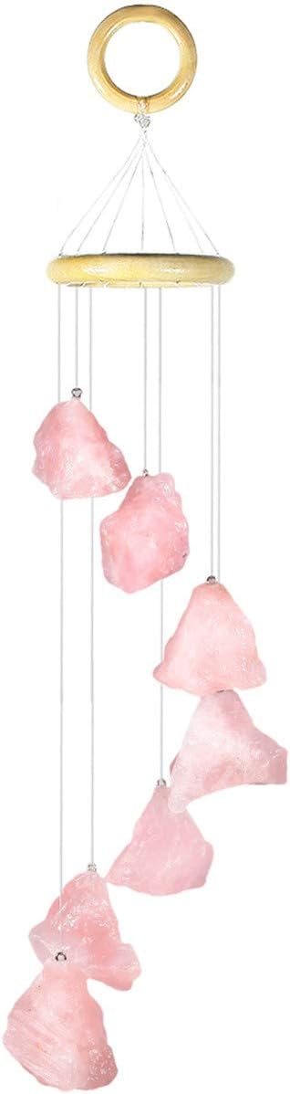 rockcloud Rose Quartz Raw Stones Wind Chime Home Garden Decoration Figurine