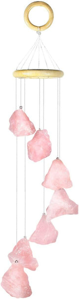 rockcloud Rose Quartz Raw Stones Wind Chime Home Garden Decoration Figurine