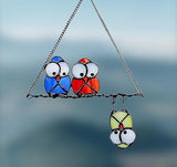 Multicolor Owls on a Wire High Suncatcher Panel, Bird Suncatcher for Windows Panels Hangings Hummingbird Glass Decoration for Wall Home Garden Decor Bird Owl Gift for Owl Lovers