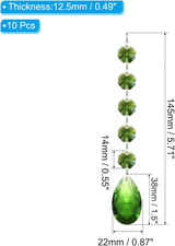 PATIKIL Teardrop Crystal Chandelier Pendants Beads, 10 Pack 145mm Length 38mm Chandelier Prisms Parts Ornaments Hanging Beads for DIY Arts Crafts Decoration, Green