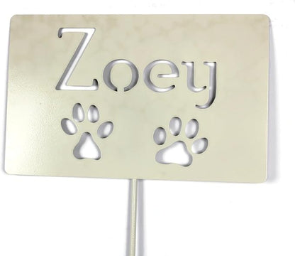Classic Metal Garden Markers Clearance Items 20 to 33 Inches Tall (Cream, Zoey + 2 paws 23")