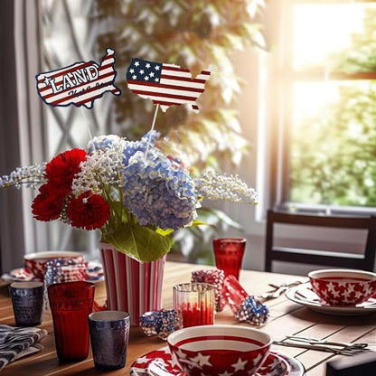 16"H Metal US Flag Garden Stake Fourth of July Outdoor Decorations, Patriotic American Flag Yard Art Ornament for Planter Flower Pot Memorial Day 4th of July Veterans Day Decor