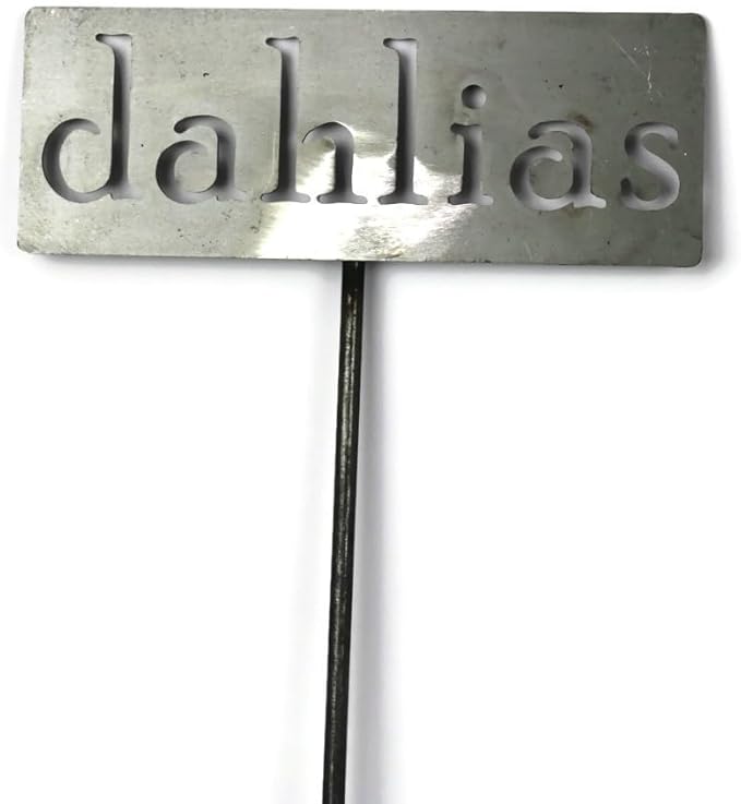Classic Metal Garden Markers 19 Inches Tall (dahlias, Raw, Unfinished Steel (will rust with time))