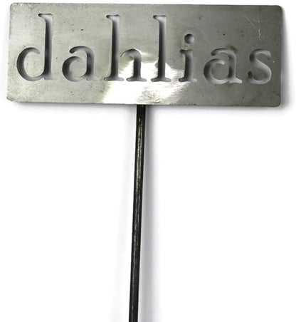 Classic Metal Garden Markers 19 Inches Tall (dahlias, Raw, Unfinished Steel (will rust with time))