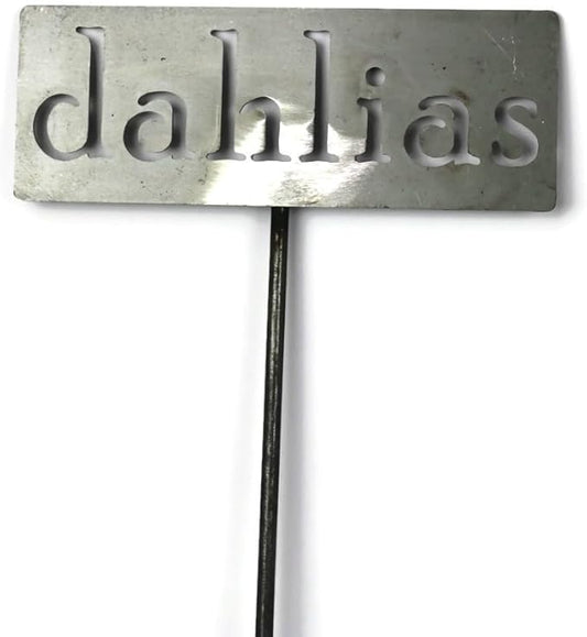Classic Metal Garden Markers 19 Inches Tall (dahlias, Raw, Unfinished Steel (will rust with time))