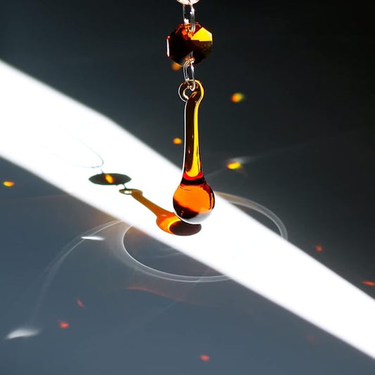 12pcs Raindrop Crystal Chandelier Parts, 53mm Hanging Crystals Glass Beads for Window, Curtain Decoration (Amber)