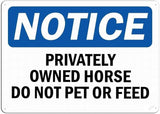 New Warning Plaque Wall Decor Notice Sign - Privately Owned Horse Do Not Pet Or Feed Area Tin Metal Signs Courtyard Decoration Office Sign Outdoor & Indoor Safety Sign 8 X 12 Inch