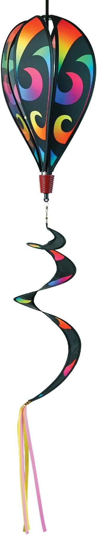 In the Breeze 0974 — Aurora 6-Panel Hot Air Balloon — Colorful Blended Rainbow Wind Spinner with Tail for Yards and Gardens…