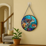 Stained Glass Window Hanging - Loving Cats with Heart Vines 7.8in Sun Catchers Indoor Stained Glass Panels Wall Decor for Mom,Wife,Lovers,Festive