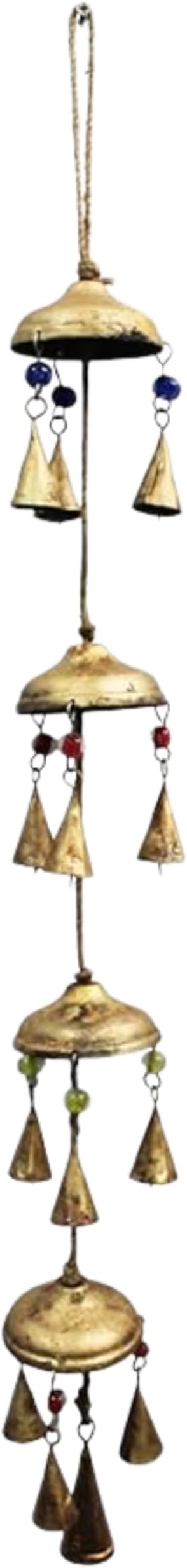 Mango Gifts 36 Inch Metal Bell Wind Chimes – Rustic Hanging Bells with Jute Rope for Indoor, Outdoor, Garden, Patio & Porch Décor