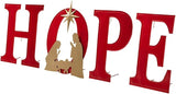 Glitzhome 32" H Lighted Metal Hope Garden Stakes, Christmas Garden Ornaments Yard Stake, Standing Decor or Wall Décor Decorative Sign for Xmas Indoor Outdoor Decorations