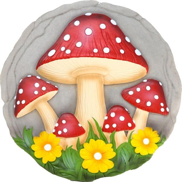 Spoontiques Mushroom Stepping Stone - Cottage Core Decorative Garden Stone for Yard, Patio, Garden or Walkway - Outdoor or Indoor Home Decor