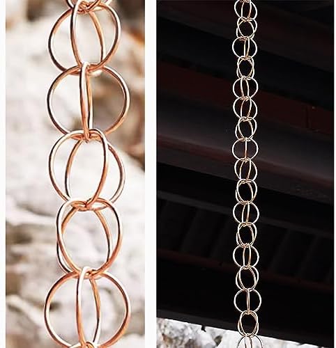 Decorative Rain Chains Waterfall, Copper Rain Gutter Chain Downspout Catcher, 5ft 6ft 7ft 8ft 9ft Decorative Rain Chain for Porch Patio Deck Garden, Outside Divert Water Chains (3.2m/10.5 ft)