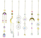 6PCS AB Crystal Suncatcher Hanging Sun Catcher with Chain Rainbow Maker Pendant Crystal Balls Prism for Window Home Garden Christmas Party Wedding Decoration