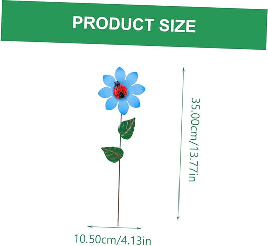 VICASKY Iron Flower Stake Decor with Lifelike Blue Flower Sculpture Weatherproof Garden Plant Ornament for Patio Lawn and Outdoor Rustic Farmhouse Style
