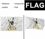 Swono Rock Gesture Flag 3x5 Ft Music Vintage Guitar Skull Note Word Flag Double Sided Double Stitched with Brass Grommets