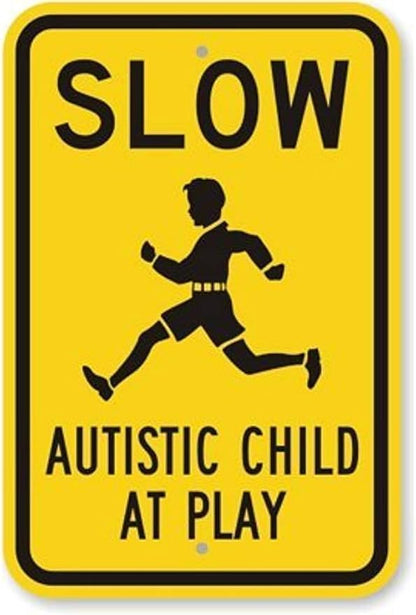 CCPARTON Metal Sign - Slow Autistic Child at Play Warning Sign - Aluminum - Indoor/Outdoor - 8x12 Inches