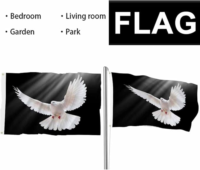 Swono White Dove Flag 3x5 ft Pigeon Free Flying Bird Animal Light Shadow Love Peace Flag Double Sided Double Stitched with Brass Grommets