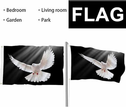 Swono White Dove Flag 3x5 ft Pigeon Free Flying Bird Animal Light Shadow Love Peace Flag Double Sided Double Stitched with Brass Grommets