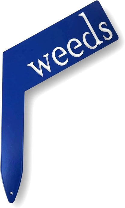 Planter Size Small Metal Garden Plant Vegetable Flower or Herb Markers 13.5 Inches Tall (weeds, Blue)