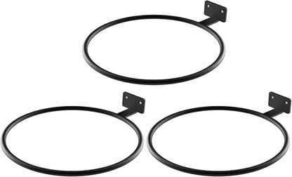 Wall Pot Holder Bulk 6in 3Pack Ring Plant Hanger, Metal Planter Hooks Wall Mounted Bracket Heavy Duty for Outdoor Indoor Black