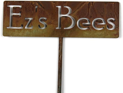 Classic Metal Garden Markers Clearance Items 20 to 33 Inches Tall (Ez's Bees, Naturally Rusted)