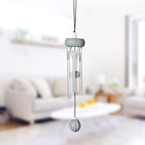 i-lan 2 Pack Small Silver Wind Chimes for Outside, Mini Aluminum Tubes with Ceramic Drop, Gentle Soothing Sound for Garden Patio Porch Decor, Zen Hanging Memorial Gifts for Mom Backyard Balcony