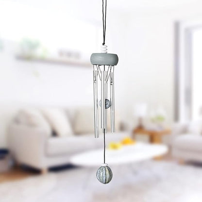 i-lan 2 Pack Small Silver Wind Chimes for Outside, Mini Aluminum Tubes with Ceramic Drop, Gentle Soothing Sound for Garden Patio Porch Decor, Zen Hanging Memorial Gifts for Mom Backyard Balcony