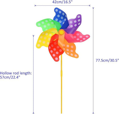 M METERXITY 1 Set Wind Spinner - 30.5 Inch Pinwheels for Yard and Garden,Apply to Garden Decor/Yard Decorations Outdoor/Backyard Decor/Yard Art (Colorful Dots Windmill)