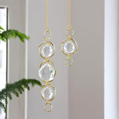 Crystal Suncatchers for Windows Hanging, 2Pcs Garden Sun Catcher Crystal Prism Balls Rainbow Maker Hanging Ornament for Home Decor
