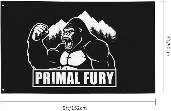 Gorilla Flag Outdoor Heavy Duty Gym Banner Double Sided 3x5 Ft Fitness Workout Flags with Brass Grommets for Room Decor, Bedroom, Garden, House Decoration
