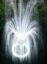 Custom Pro 5200 Floating Fountain Aerator with 5200 GPH Pump, 108 LED White Ring Light, 30 & 33 Foot Cords, Multi-Tier Nozzle, Telescoping Riser, Float & More