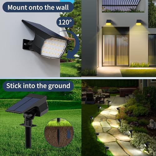 Solar Spot Lights 12 Pack - 52 LED, 6 Color, IP65 Waterproof