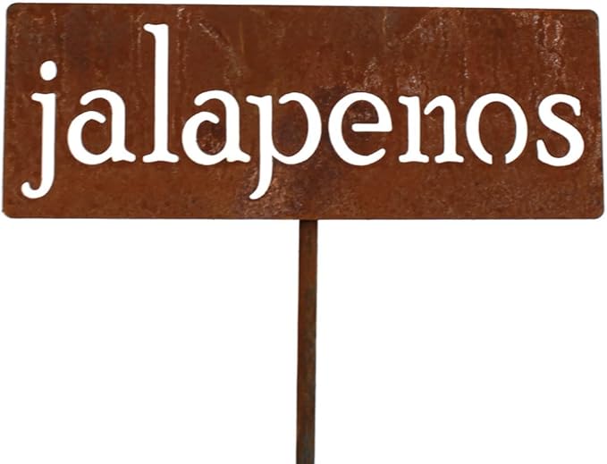 Classic Metal Garden Markers 19 Inches Tall (jalapenos, Naturally Rusted)