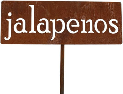 Classic Metal Garden Markers 19 Inches Tall (jalapenos, Naturally Rusted)