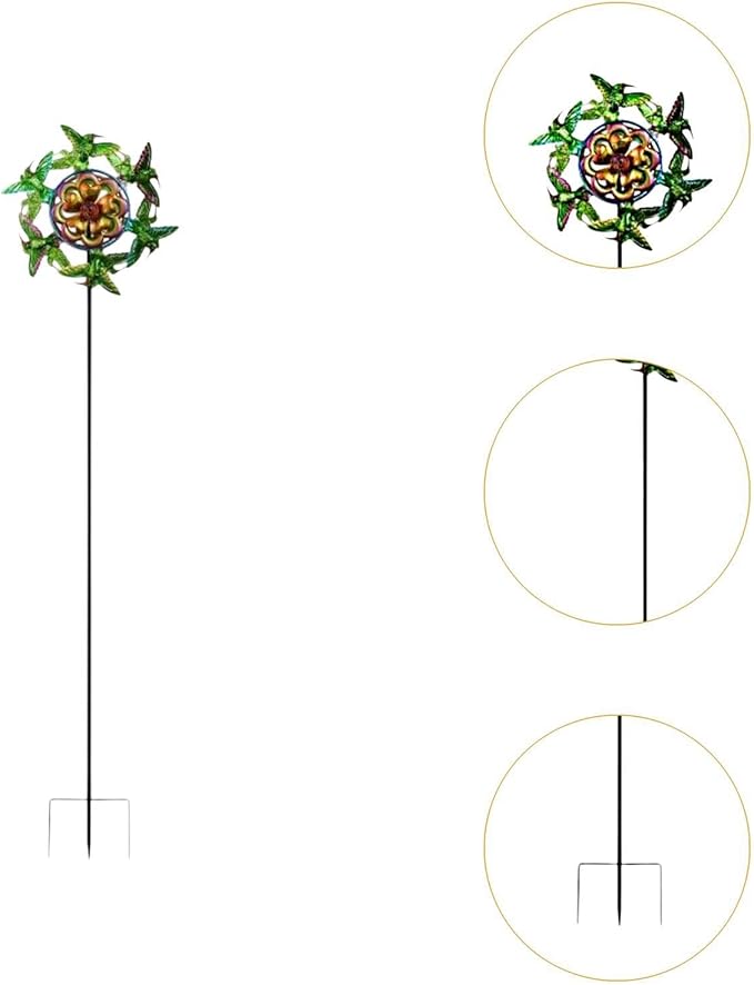 Generic Windmill Iron Art Statue Garden Yard Decoration Modern Outdoor Wind Sculptures with Garden Stake for Patio Backyard Lawn, Bird