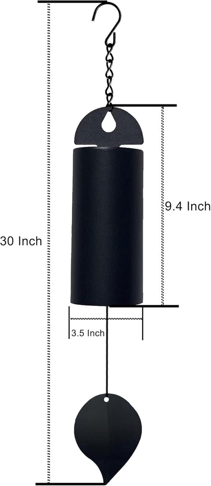 Wind Chimes for Outside Deep Tone, Large Metal Cylinder Memorial Wind Chimes Outdoor - Serenity Bell with Deep Resonance Outdoor Decor for Garden Patio Yard Porch - Black
