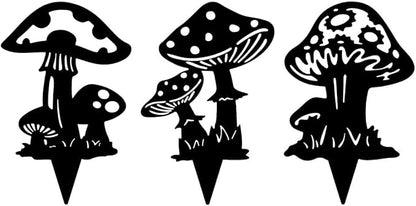 Metal Garden Stake Decor, Acrylic 2D Garden Decoration, Garden Accessories for Outdoor Indoor Yard Lawn Pot Plants (3PCS-Mushroom)