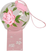 Falytemow Japanese Wind Chimes Romantic Flowers Small Wind Bells Handmade Glass Japanese Style Pendant for Birthday Present Home Decors (Pink Rose, Four Leaf Flower, Butterfly, Snowflake, 8 cm)