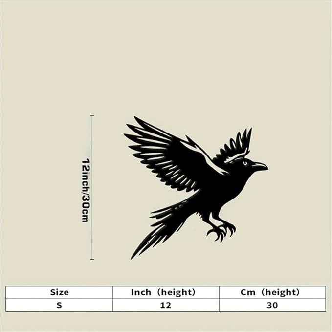 Modern Winged Crow Wall Art - Minimalist Black Metal Raven, Sleek Wrought Iron Bird Decor For Indoor/Outdoor, Contemporary Gothic Home & Garden Statue