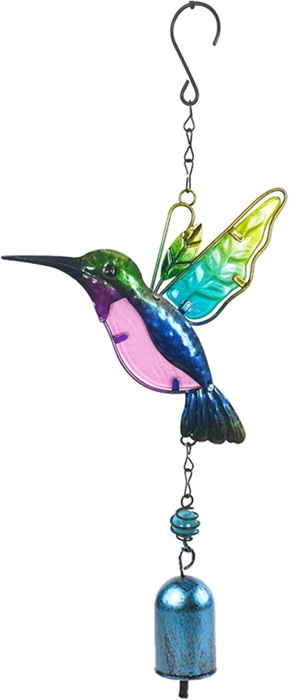 Wind Chimes Hummingbird, Garden Small Wind Chime for Home, Party, Festival Decor, Glass Garden Valentines Day Gift Decoration Indoor/Outdoor, Lifelike Hummingbird Bell Deep Tone Style