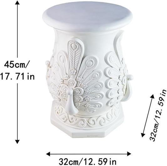 Decorative Roman Column Pedestal, English Rosette Indoor Outdoor Sculptural Garden Plinth Base Statue Riser, Weatherproof Sturdiness Plinth Base Statue Riser for Statues, Flower Pots, Decor, Cast Stone Resin (1458)