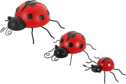 Tofficu Simulation Ladybug Ornaments 9.05 Inch Outdoor Garden Decor Metal Lawn Sculpture Cute Animal Patio Tabletop Accent for Yard Decoration