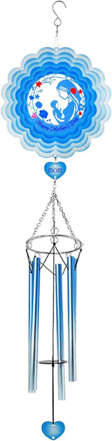 Wind Chimes for Outside, Mother's Day Wind Chimes with Wind Spinner, Hanging Wind Chimes for Outdoor Garden Decor, Mother's Day Birthday Gifts for Women Mom Wife Grandma (Blue)