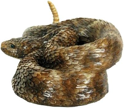 Western Diamondback Rattlesnake S by Michael Carr Designs - Outdoor Snake Figurine for gardens, patios and lawns (80058),Brown