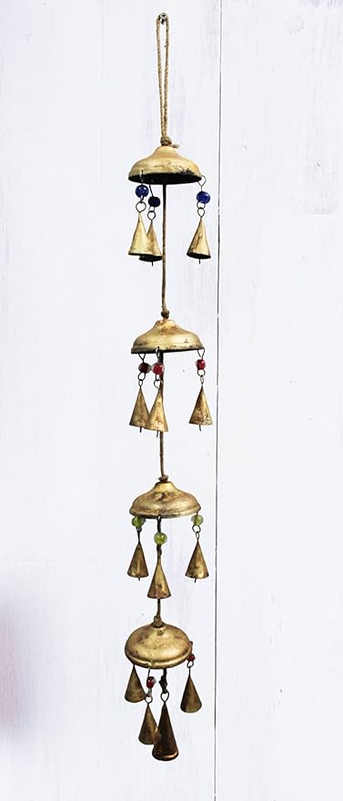 Mango Gifts 36 Inch Metal Bell Wind Chimes – Rustic Hanging Bells with Jute Rope for Indoor, Outdoor, Garden, Patio & Porch Décor