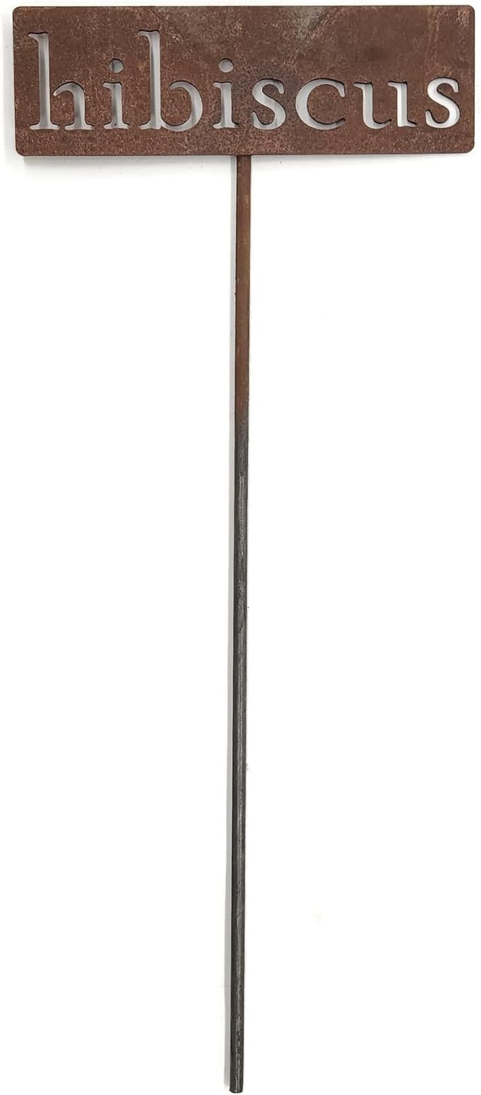Classic Metal Garden Markers 19 Inches Tall (hibiscus, Naturally Rusted)